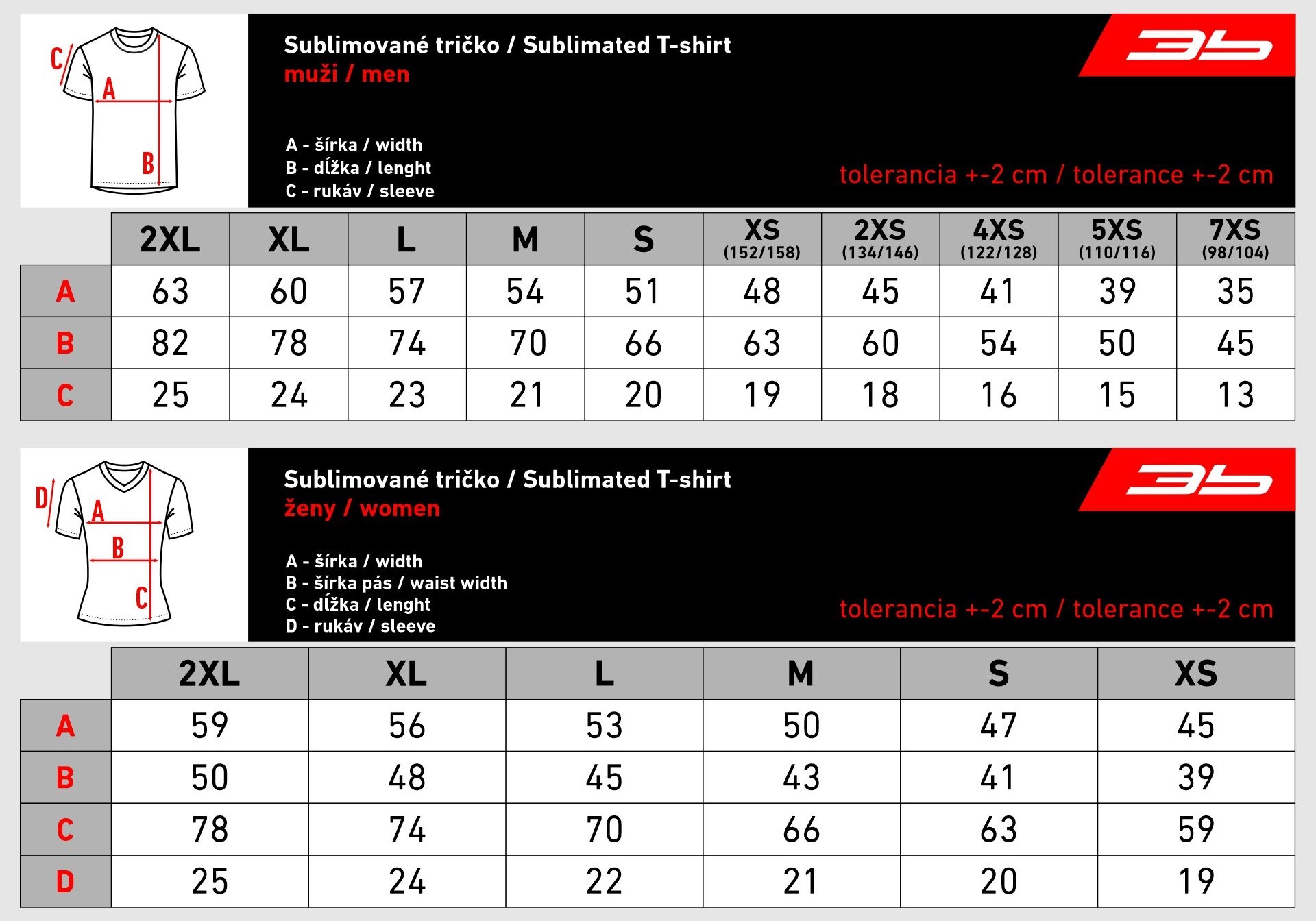 BK Rovinka size chart - sublim