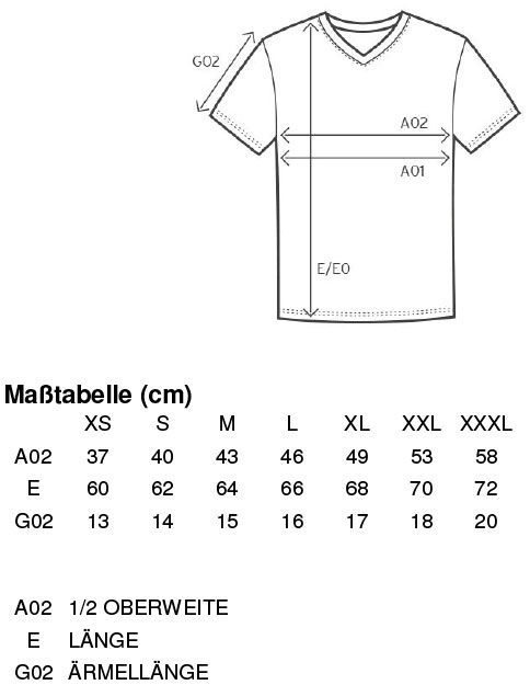 BK Rovinka size chart - womens v tshirt